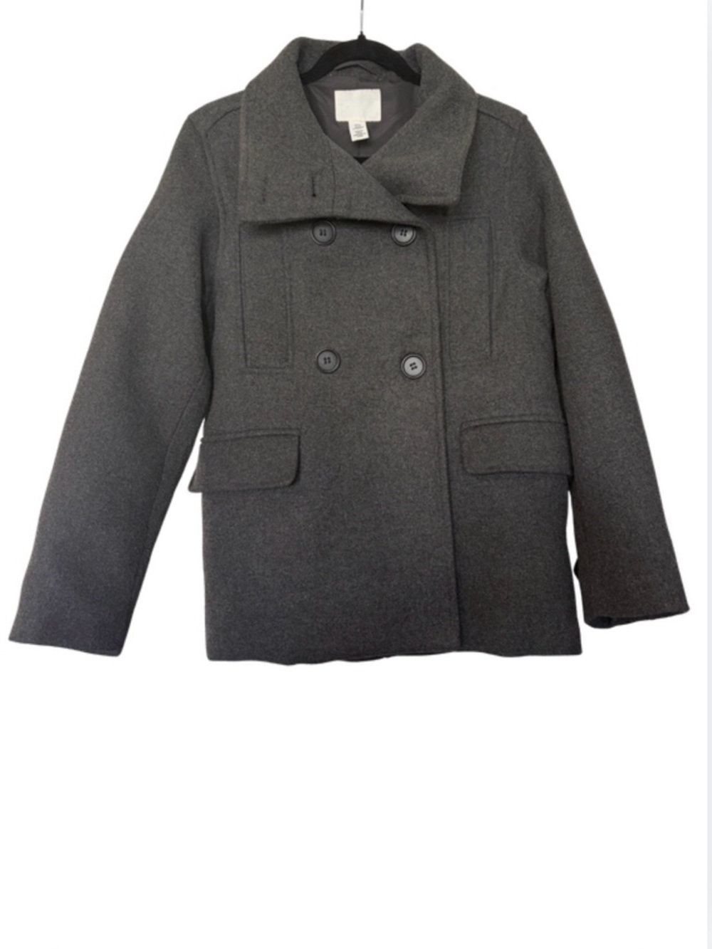 H&M Gray Wool Blend Peacoat XS Double Breasted Classic Jacket